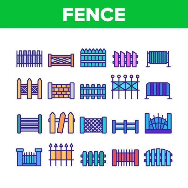 Fence Construction Collection Icons Set vector — 图库矢量图片