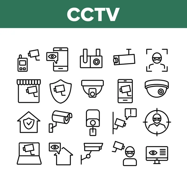Cctv Security Camera Collection Iconos Set Vector — Vector de stock