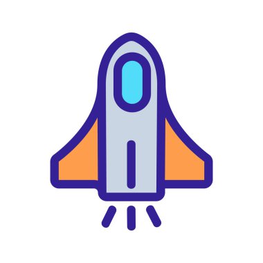 Uzay roketi ikonu vektörü. İzole edilmiş kontür sembolü gösterimi