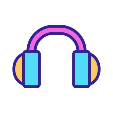 Müzik ikonu vektörü için kulaklıklar. İzole edilmiş kontür sembolü gösterimi