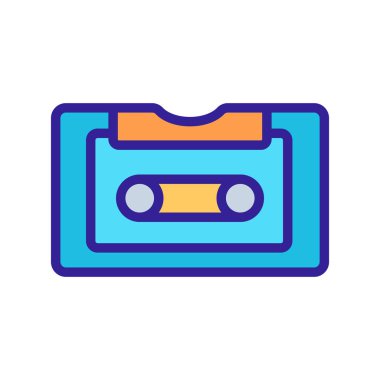 Ses kaseti simgesi vektörü. İzole edilmiş kontür sembolü gösterimi