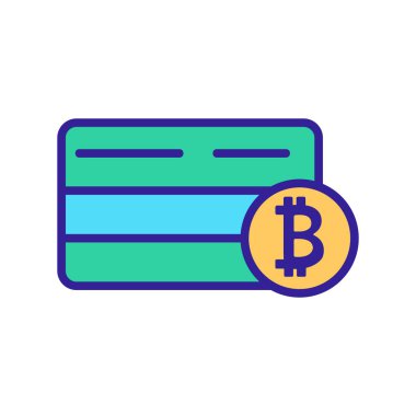 Bitcoin banka kartı ikon vektörü. İzole edilmiş kontür sembolü gösterimi