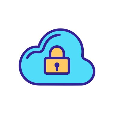 Bulut depolama ikonu vektörünü koruyun. İzole edilmiş kontür sembolü gösterimi