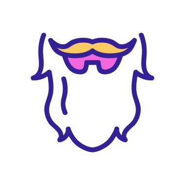 Bıyıklı ikon vektörlü sakal. İzole edilmiş kontür sembolü gösterimi