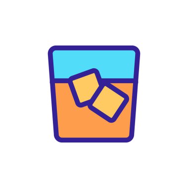 Buzlu viski ikon vektörü. İzole edilmiş kontür sembolü gösterimi