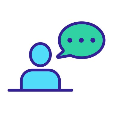 Adam ikon vektörüyle konuşuyor. İzole edilmiş kontür sembolü gösterimi