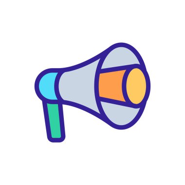 Megafon boynuz ikonu vektörü. İzole edilmiş kontür sembolü gösterimi