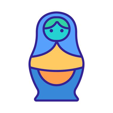 Matreshka ikon vektörü. İzole edilmiş kontür sembolü gösterimi