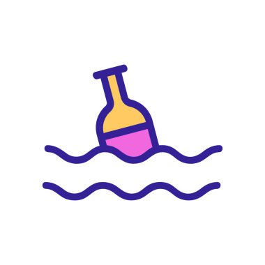 Okyanus kirliliği ikon vektörü. İzole edilmiş kontür sembolü gösterimi