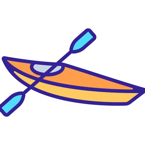 Canoa en el vector icono del río. Ilustración del símbolo de contorno aislado — Vector de stock