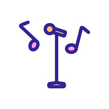 mikrofon ve simge vektörü. İzole edilmiş kontür sembolü gösterimi