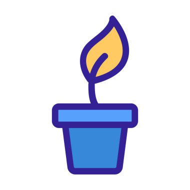 Bir saksı ikon vektöründe çiçek. İzole edilmiş kontür sembolü gösterimi