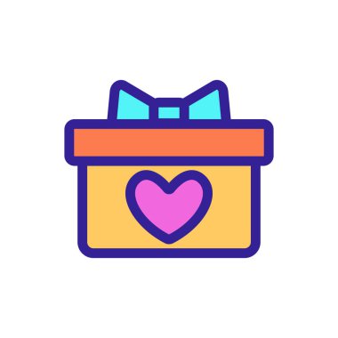 Paket simge vektörünü hediye et. İzole edilmiş kontür sembolü gösterimi