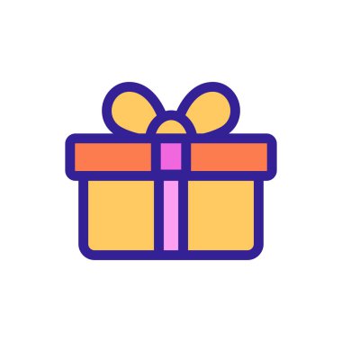 Paket simge vektörünü hediye et. İzole edilmiş kontür sembolü gösterimi