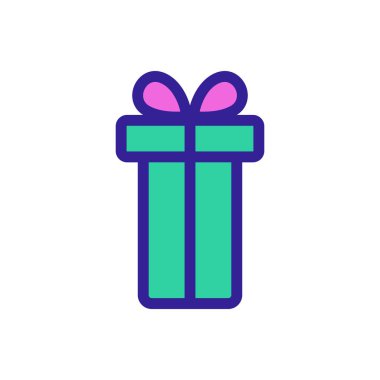 Hediye ve yay ikon vektörü. İzole edilmiş kontür sembolü gösterimi