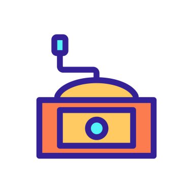 Kahve öğütücü ikon vektörü. İzole edilmiş kontür sembolü gösterimi