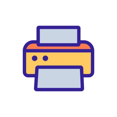 Ofis yazıcı simgesi vektörü. İzole edilmiş kontür sembolü gösterimi