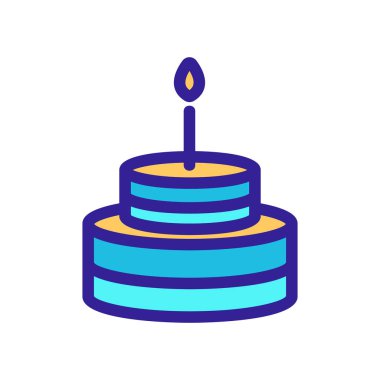 Kutlamalı pasta ikonu vektörü. İzole edilmiş kontür sembolü gösterimi