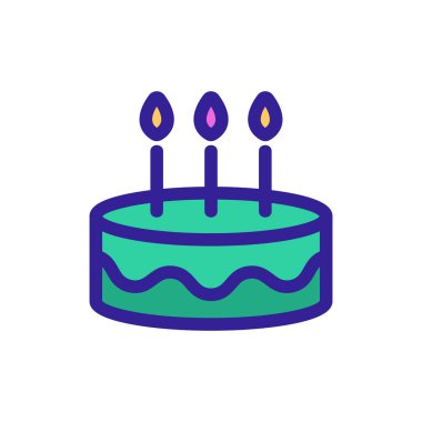 Kutlamalı pasta ikonu vektörü. İzole edilmiş kontür sembolü gösterimi