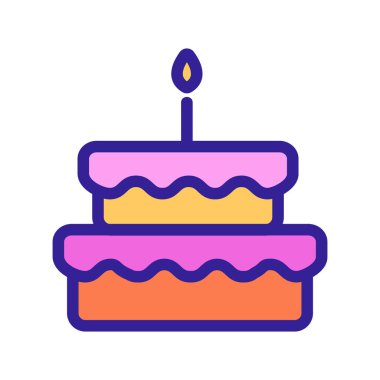 Kutlamalı pasta ikonu vektörü. İzole edilmiş kontür sembolü gösterimi