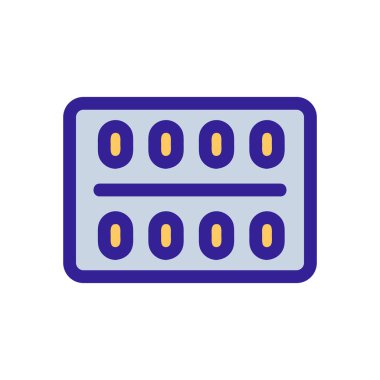 Tabletler ambalaj ikonu vektöründe. İzole edilmiş kontür sembolü gösterimi