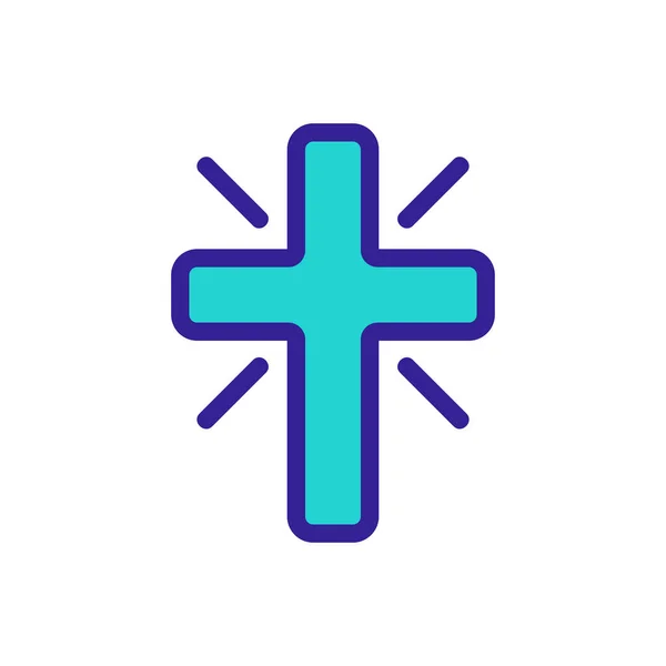 Vetor ícone cruz. Isolado contorno símbolo ilustração —  Vetores de Stock