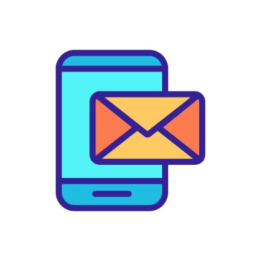 Telefondaki mesaj bir vektör ikonu. İzole edilmiş kontür sembolü gösterimi