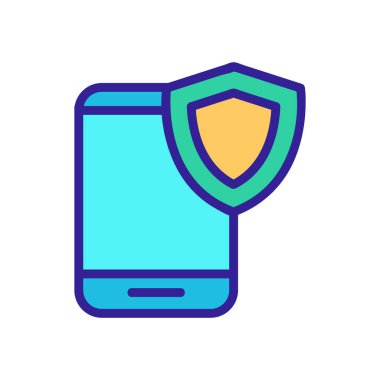 Telefon ikonu vektör koruma uygulaması. İzole edilmiş kontür sembolü gösterimi