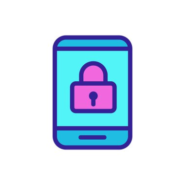 Telefon simgesi vektörünü kilitle. İzole edilmiş kontür sembolü gösterimi