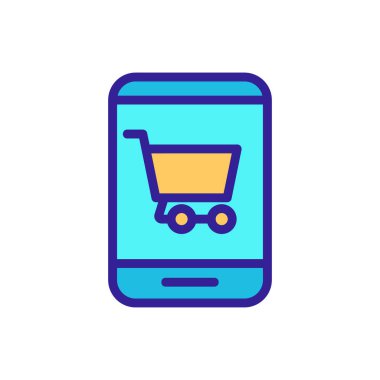 Telefon ve vektör simgesi satın al. İzole edilmiş kontür sembolü gösterimi