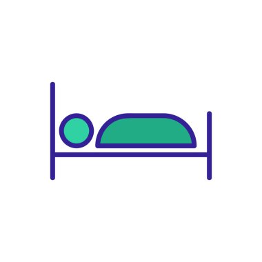 Tek yatak ikonu vektörü. İzole edilmiş kontür sembolü gösterimi