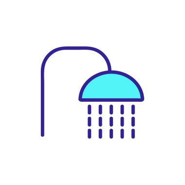 Banyo ikon taşıyıcısında duş. İzole edilmiş kontür sembolü gösterimi