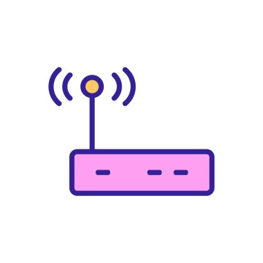 İnternet modem simge vektörü. İzole edilmiş kontür sembolü gösterimi