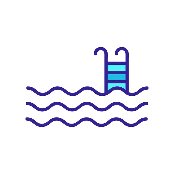 Étapes dans le vecteur d'icône de piscine. Illustration de symbole de contour isolé — Image vectorielle