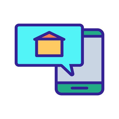 Bina ikon vektörünün satışıyla ilgili mobil alarm. İzole edilmiş kontür sembolü gösterimi