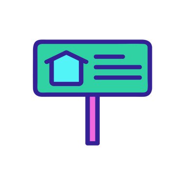 Ev ikonu vektörünün önündeki plaket. İzole edilmiş kontür sembolü gösterimi