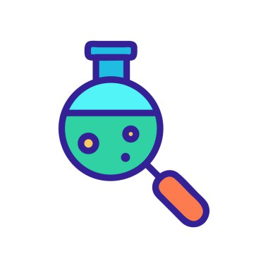 Kimyasal analiz ikonu vektörünü incele. İzole edilmiş kontür sembolü gösterimi