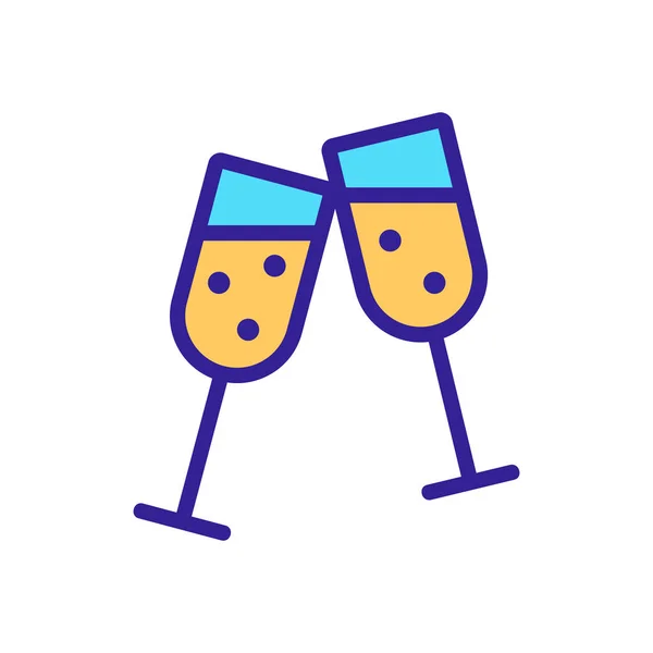 Glazen champagne icoon vector. Geïsoleerde contoursymbool illustratie — Stockvector