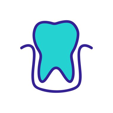 Diş ikonu vektörünün kurulumu. İzole edilmiş kontür sembolü gösterimi