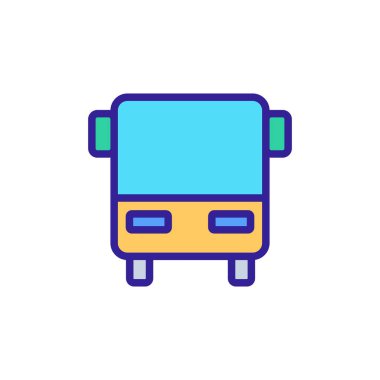 Otobüs simgesi vektörü. İzole edilmiş kontür sembolü gösterimi