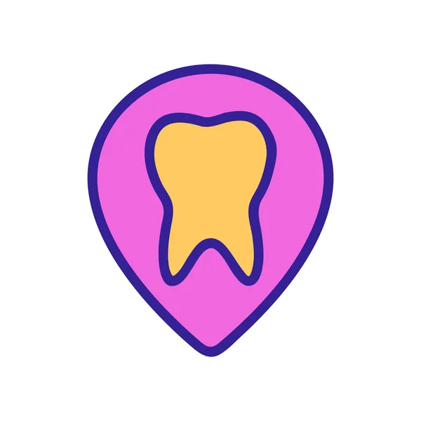 치료 된 치아 아이콘 벡터. 외딴곳에 있는 등고선 상징 — 스톡 벡터