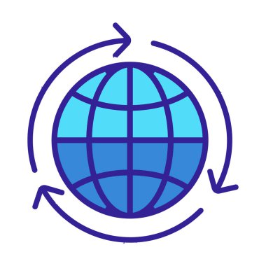 Küresel endüstri ikon vektörü. İzole edilmiş kontür sembolü gösterimi