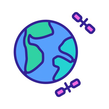 Uydular ikon vektörünü indiriyor. İzole edilmiş kontür sembolü gösterimi