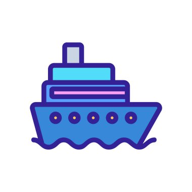 Gemi simgesi vektörü. İzole edilmiş kontür sembolü gösterimi