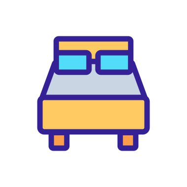 yatak ikonu vektörü. İzole edilmiş kontür sembolü gösterimi
