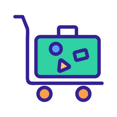 Bagaj vagonu ikon taşıyıcısı. İzole edilmiş kontür sembolü gösterimi