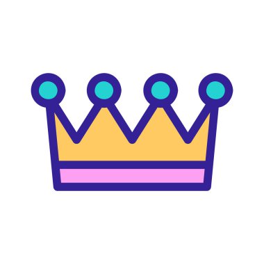 Elmas ikon vektörlü taç. İzole edilmiş kontür sembolü gösterimi