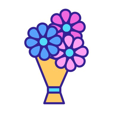 İki çiçek vektör simgesi. İzole edilmiş kontür sembolü gösterimi