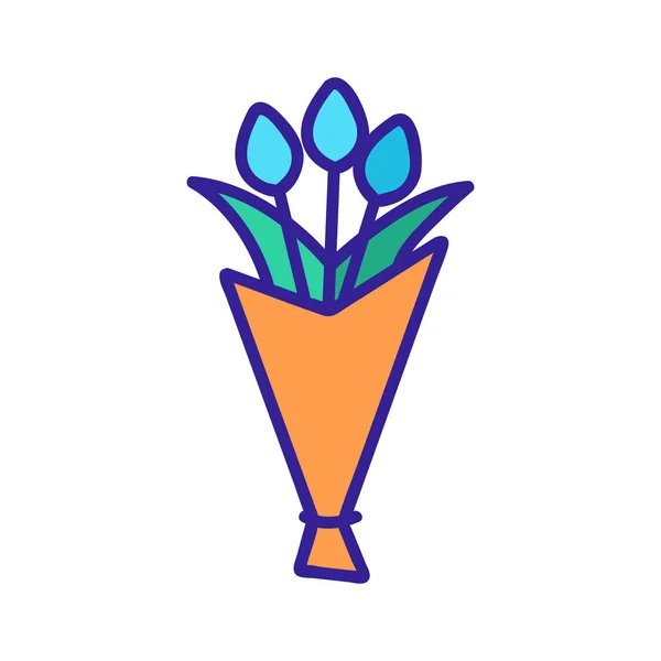 Tulipanes en el vector icono de embalaje. Ilustración del símbolo de contorno aislado — Vector de stock