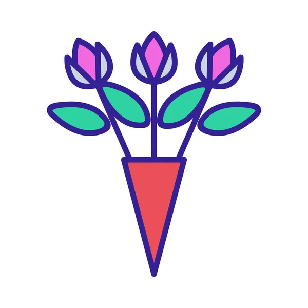 Букет вектора иконок роз. Изолированная контурная иллюстрация — стоковый вектор